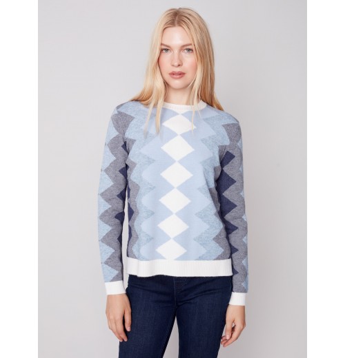 Jacquard Sweater with Zig Zag Design - Snowflake