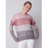 Striped Net Stitch Sweater - Port