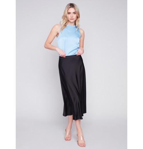 Long Satin Skirt - Black