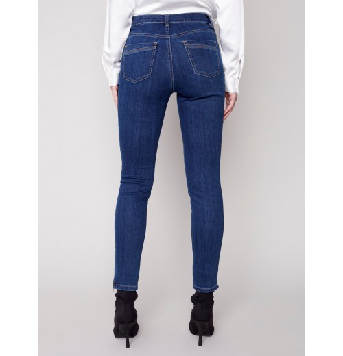 Jeans with Side Zipper - Indigo