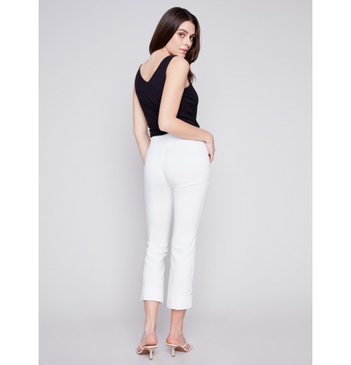 Capri Pants with Hem Slit - White