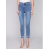 Frayed Hem Denim Pants - Medium Blue