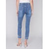 Frayed Hem Denim Pants - Medium Blue