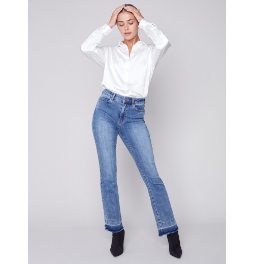 Bootcut Jeans with Contrast Cuff - Medium Blue