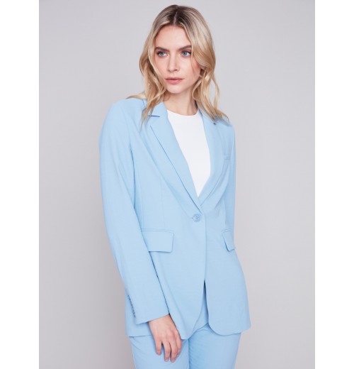 Blazer with Ruched Back - Sky