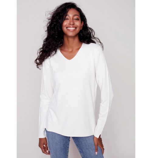 Basic V-Neck Sweater - Ecru