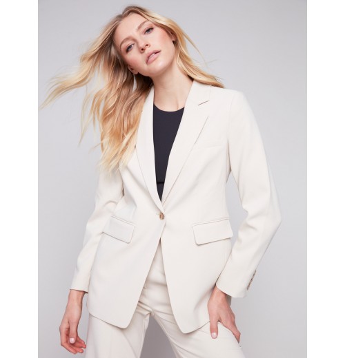 Blazer with Ruched Back - Beige