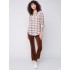 Bootcut Corduroy Pants with Asymmetrical Fringed Hem - Truffle