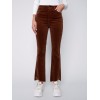 Bootcut Corduroy Pants with Asymmetrical Fringed Hem - Truffle