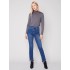 Bootcut Jeans with Asymmetrical Fringed Hem - Blue Jean