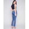 Bootcut Jeans with Asymmetrical Hem - Medium Blue