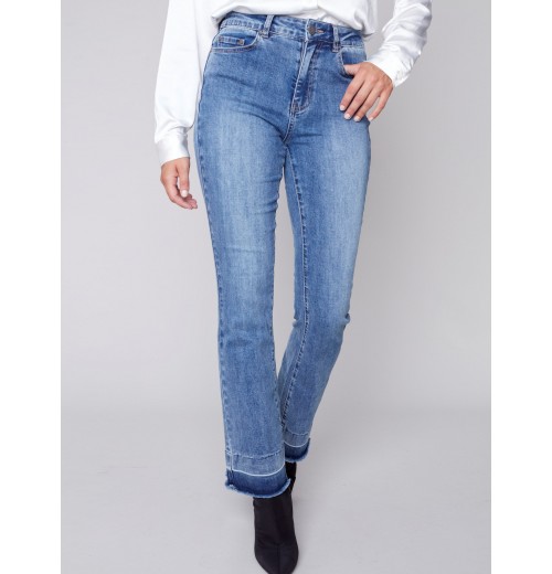 Bootcut Jeans with Contrast Cuff - Medium Blue