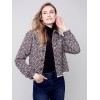 Chevron Tweed Short Jacket - Navy