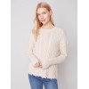 Cotton Blend Cable Knit Sweater - Ecru