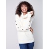 Cowl Neck Sweater with Button Detail - Ecru