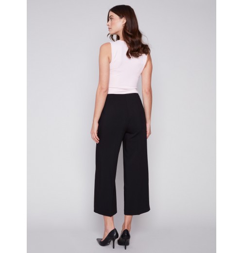 Cropped Wide Leg Pants - Black