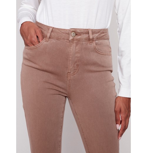 Cuffed Hem Twill Jeans - Truffle