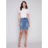 Embroidered Hem Denim Skort - Medium Blue