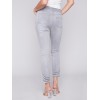 Frayed Hem Denim Pants - Light Grey