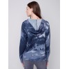 Hooded Sweater with Graffiti Print - Denim