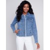 Jean Jacket with Frayed Edges - Medium Blue