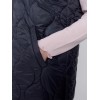 Long Quilted Puffer Vest with Hood - Black