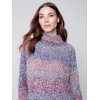 Flex Yarn Sweater with Mock Neck - Multicolor