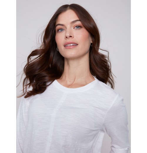 Organic Cotton Slub Knit Top - White