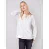 Ottoman Cotton Funnel Neck Sweater - Ecru