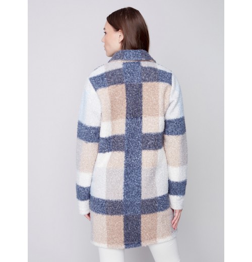 Plaid Bouclé Knit Coat - Snowflake