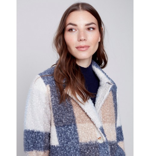 Plaid Bouclé Knit Coat - Snowflake