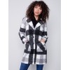 Plaid Bouclé Knit Coat - Black & Cream