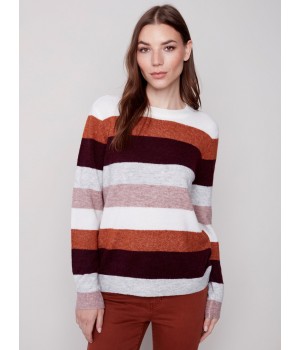 Plush Striped Sweater - Powder