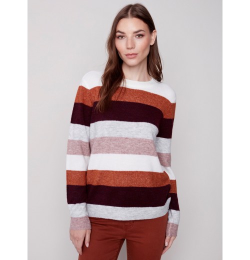 Plush Striped Sweater - Powder