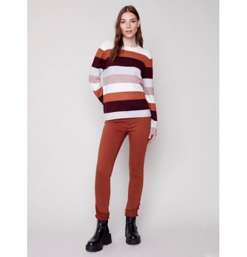 Plush Striped Sweater - Powder