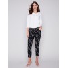 Printed Crinkle Jogger Pants - Leaves