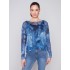 Printed Crinkle Mesh Top - Denim