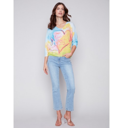 Printed Dolman Sweater - Multicolor