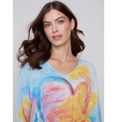 Printed Dolman Sweater - Multicolor