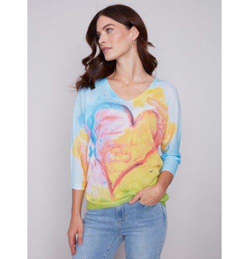 Printed Dolman Sweater - Multicolor