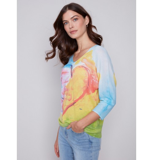 Printed Dolman Sweater - Multicolor