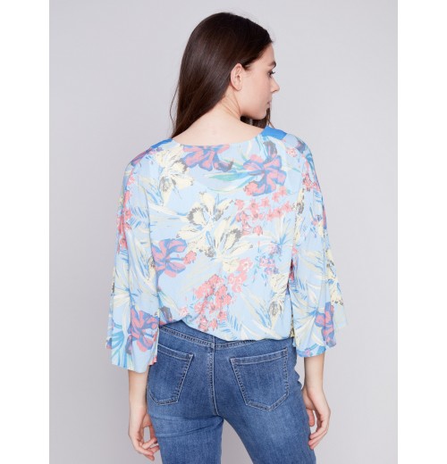 Printed Overlap Blouse - Lillypad