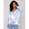 Printed V-Neck Knit Top - Snowflake