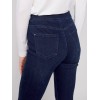 Pull-On Jeans with Snap Button Hem - Blue Black