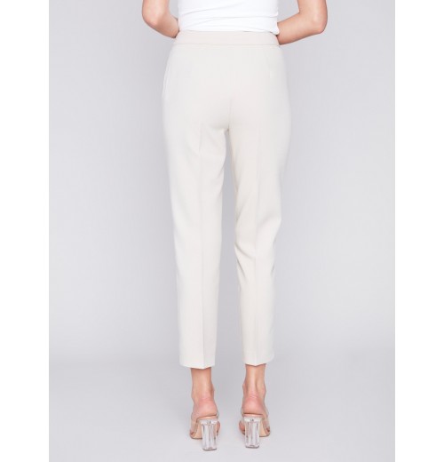 Side Slit Tapered Pants - Beige