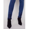 Skinny Jeans with Embroidered Scalloped Hem - Blue Jean