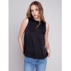 Sleeveless Satin Top - Black