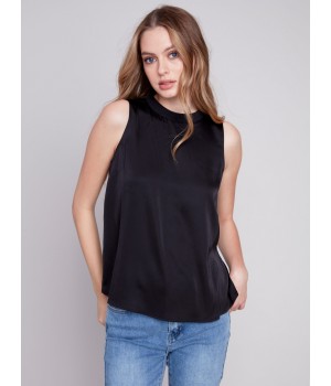 Sleeveless Satin Top - Black