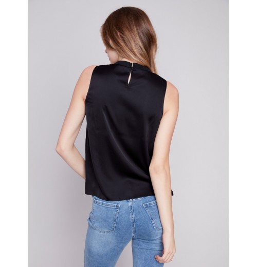 Sleeveless Satin Top - Black