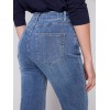 Straight Leg Jeans with Folded Cuff - Medium Blue